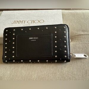 Authentic JIMMY CHOO wallet black leather studded